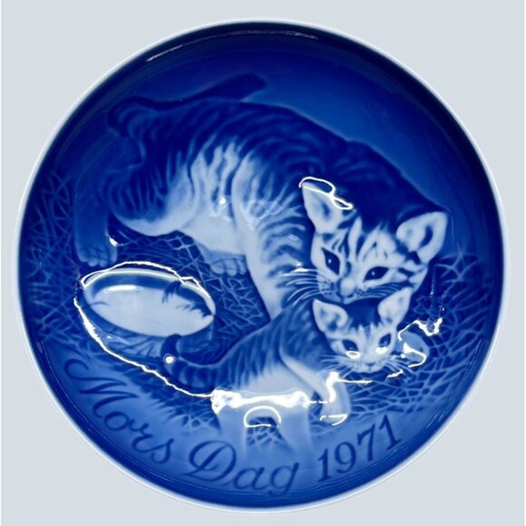 Bing & Grondahl 1971 Mors Mother's Day Cat with Kitten Collector Plate 8000/9371 - Picture 1 of 4